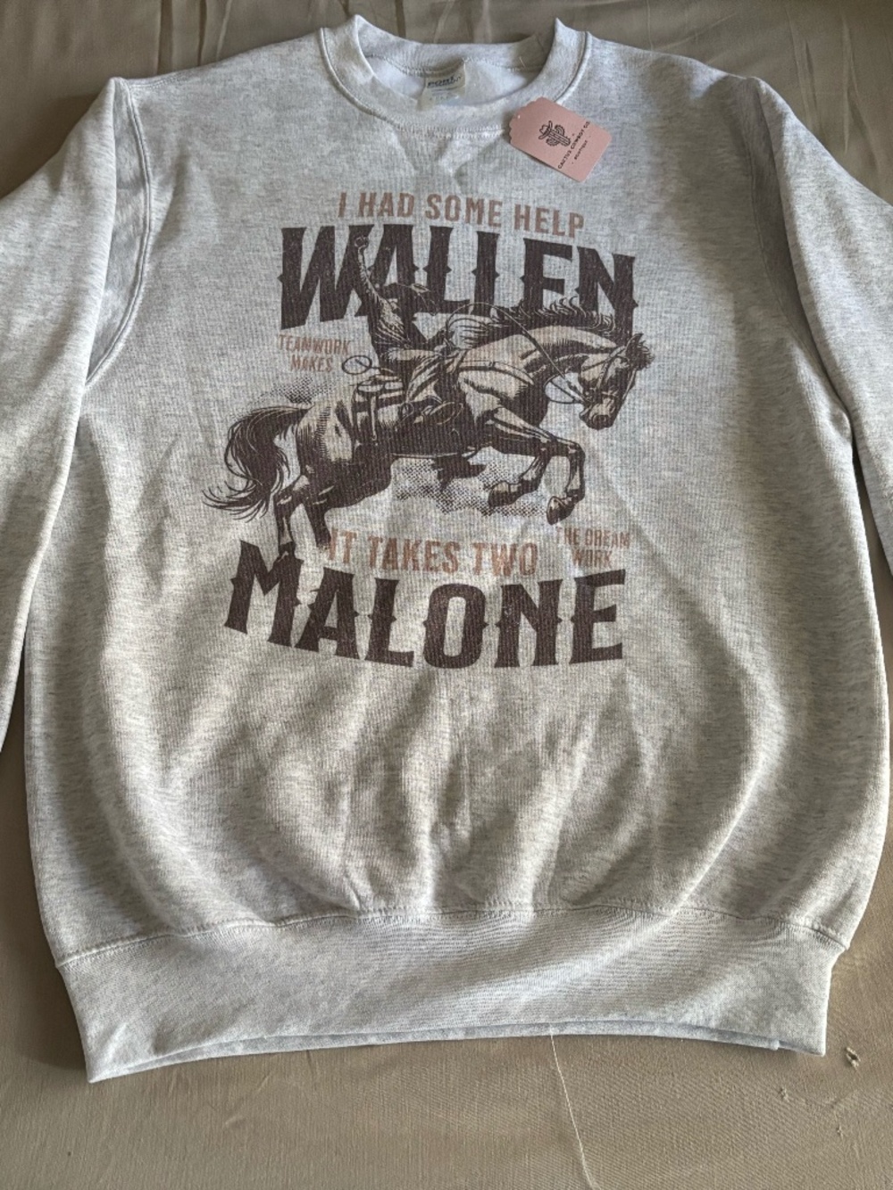 NWT “Post Malone/Morgan Wallen”  Western Horse Graphic Sweatshirt | Gray